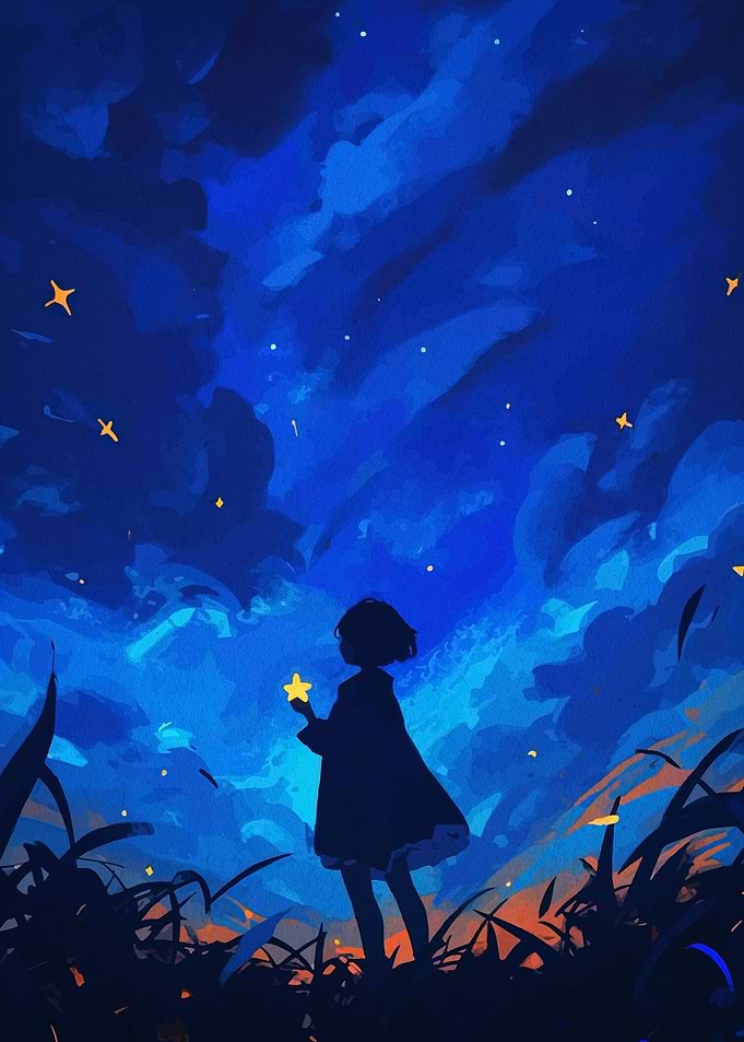 Girl with Starry Night Sky