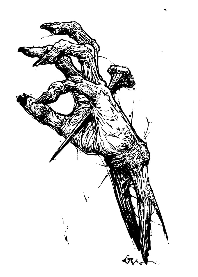 Creepy Hand Black and White Art