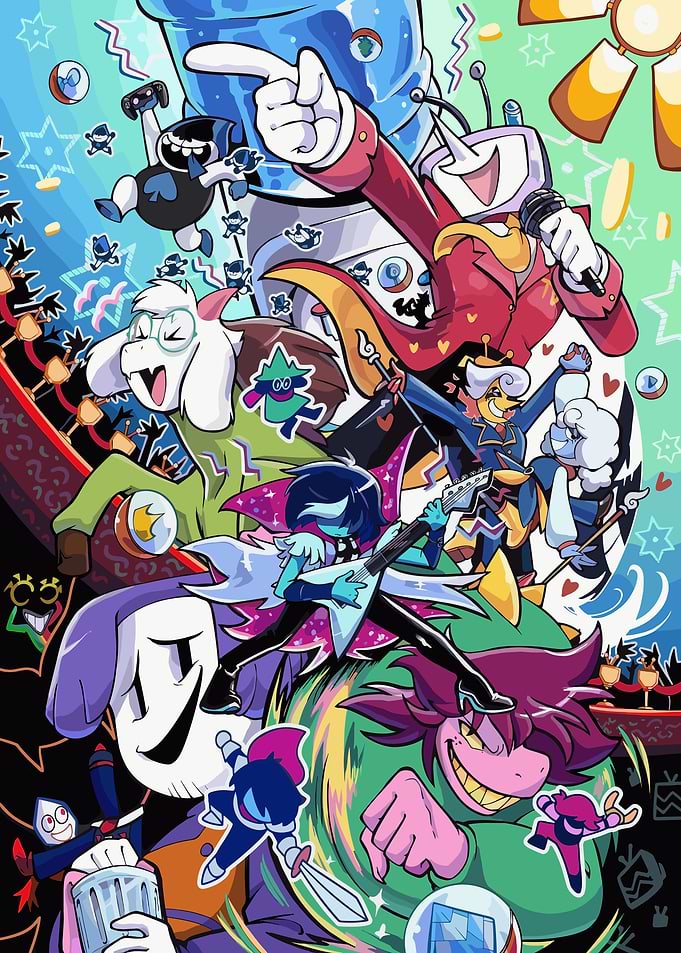 Deltarune characters in a dynamic composition