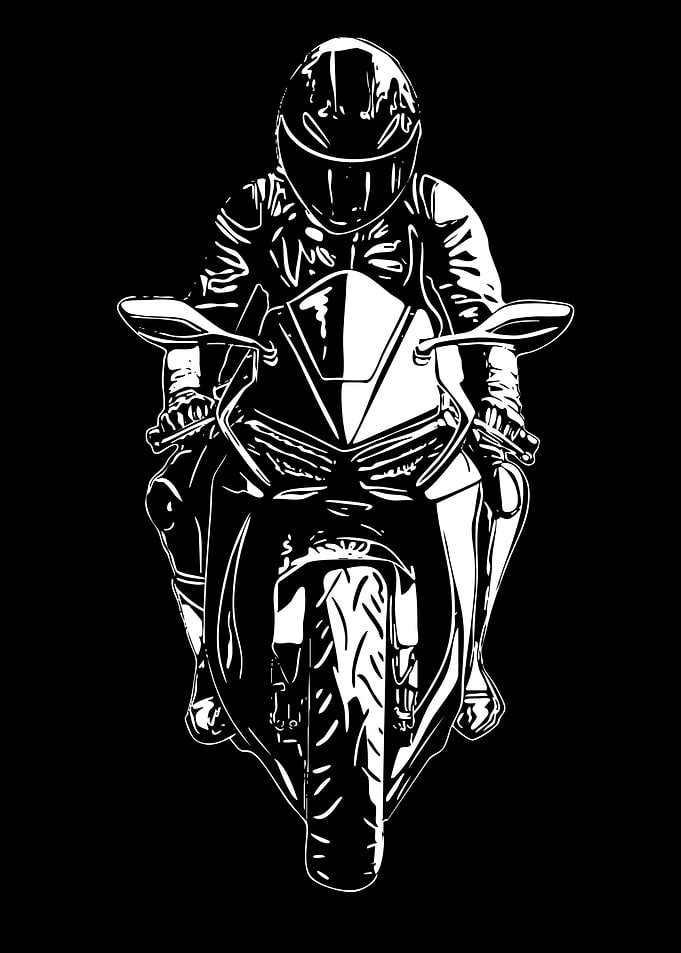 Motorcycle Rider Black and White