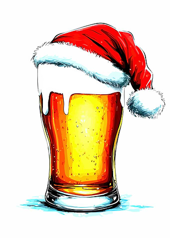 Christmas Beer with Santa Hat