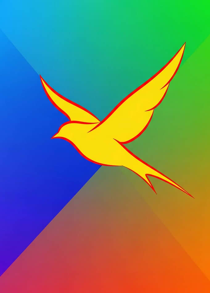 Yellow Bird on Colorful Background