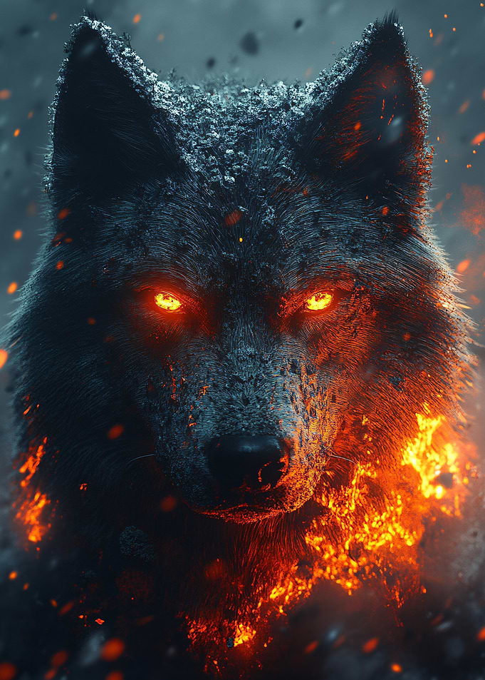 Fiery Wolf Portrait