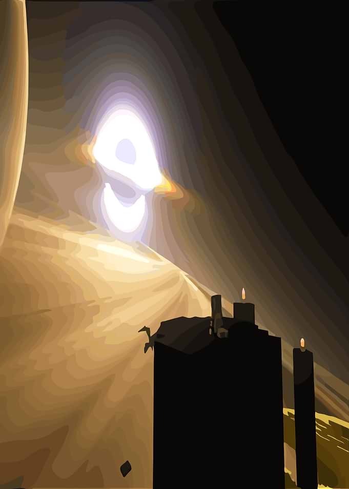 Candles and Light in Abstract Landscape