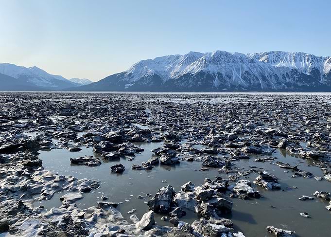 Frozen Alaska Landscape with Distant Mountains
