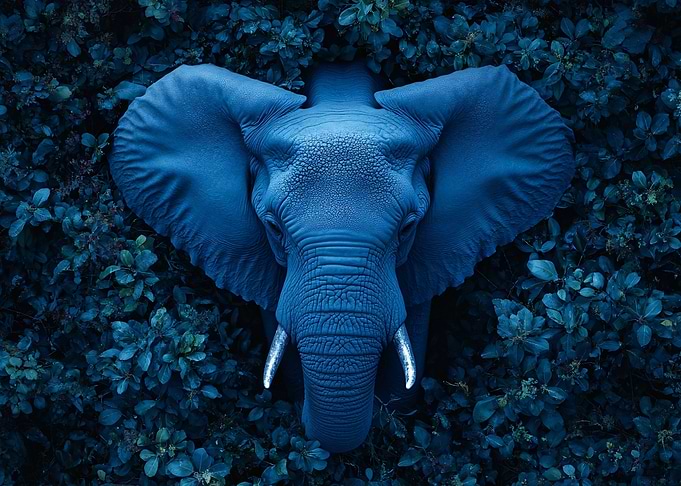 Blue Elephant in Foliage