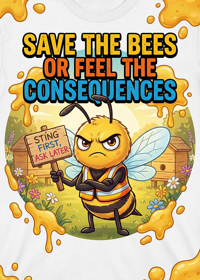 Save the Bees Cartoon Illustration