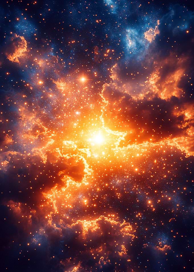 Cosmic Nebula with Stars and Clouds