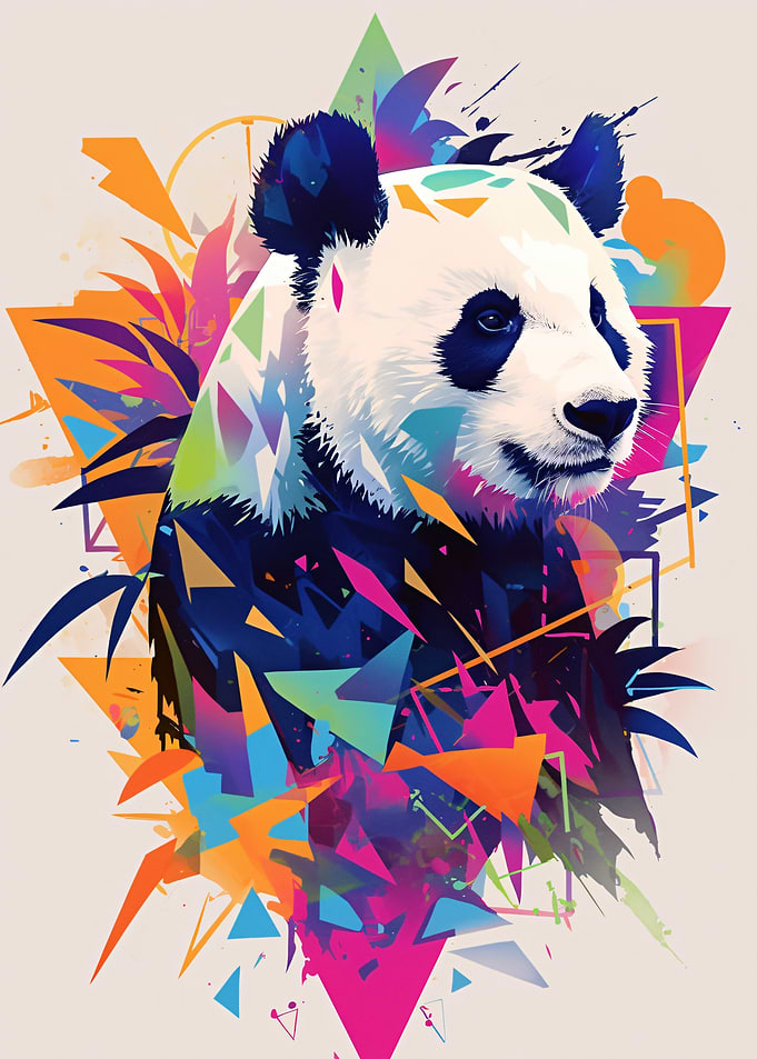Colorful Panda Geometric Art