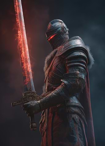Armored Knight with Flaming Sword