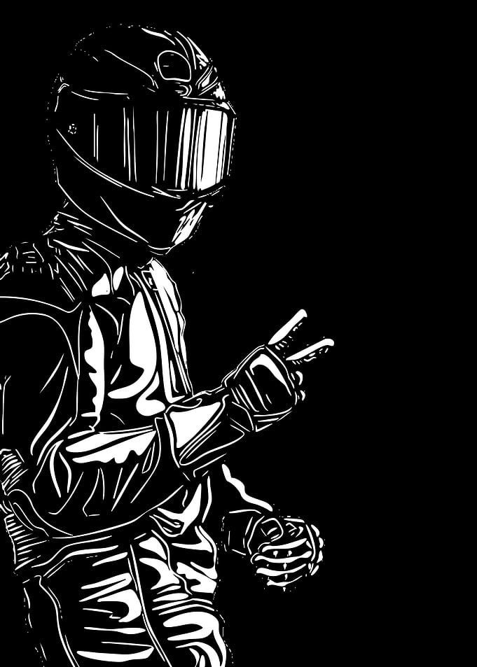 Biker with Peace Sign