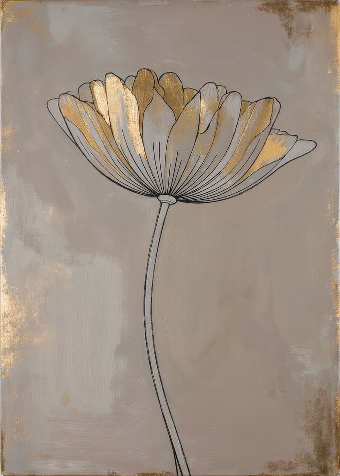 Golden Wildflower Line Art