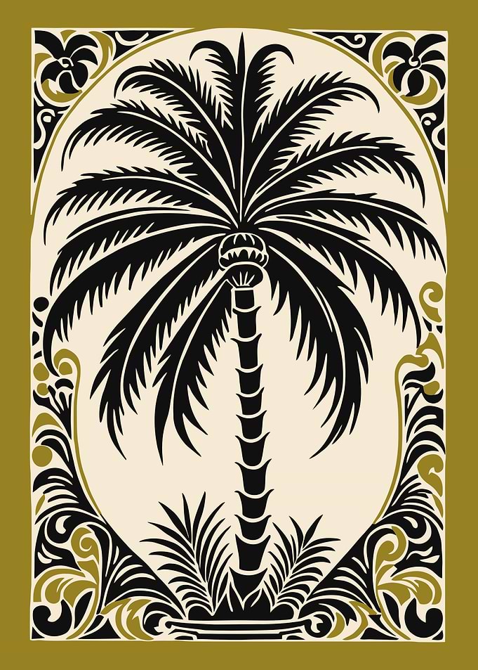 Palm Tree Art Nouveau Illustration