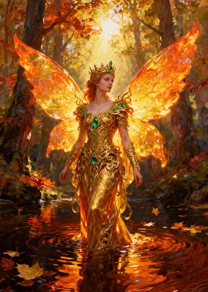 Autumn Fairy in Golden Light