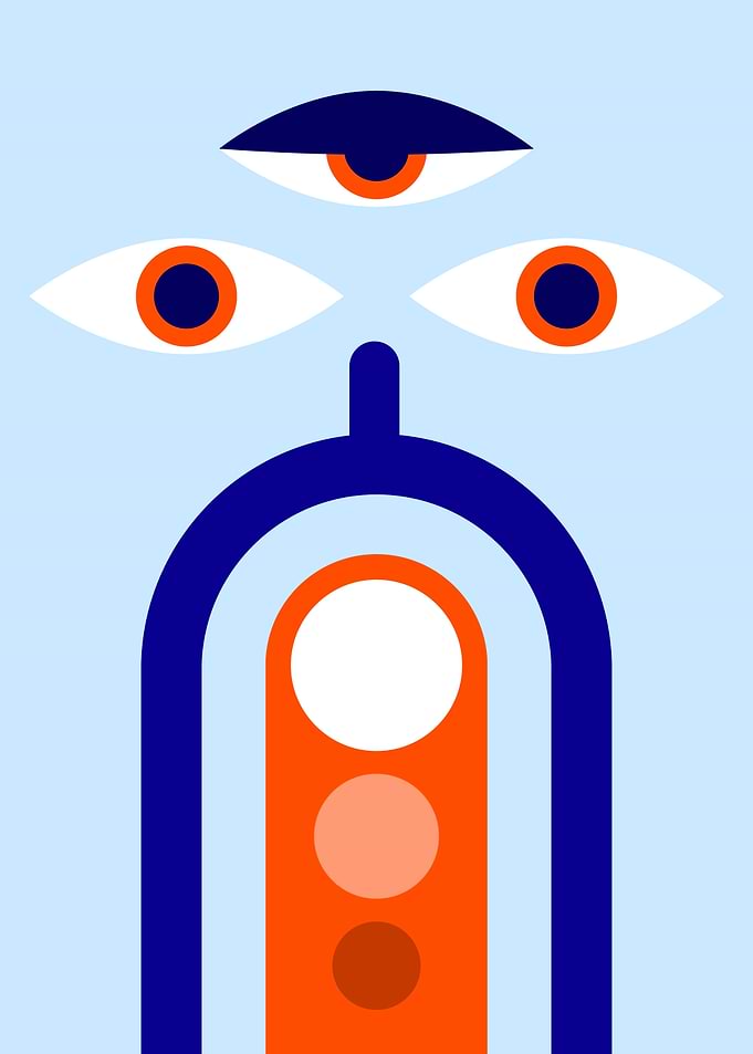 Abstract Geometric Face with Eyes