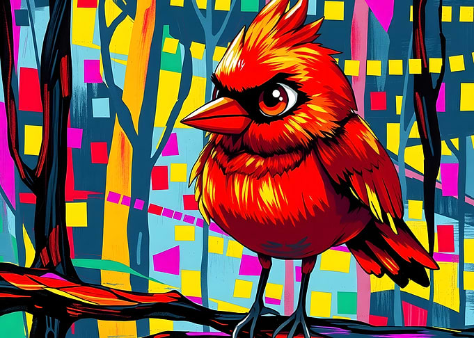 Colorful Cardinal Bird Digital Art