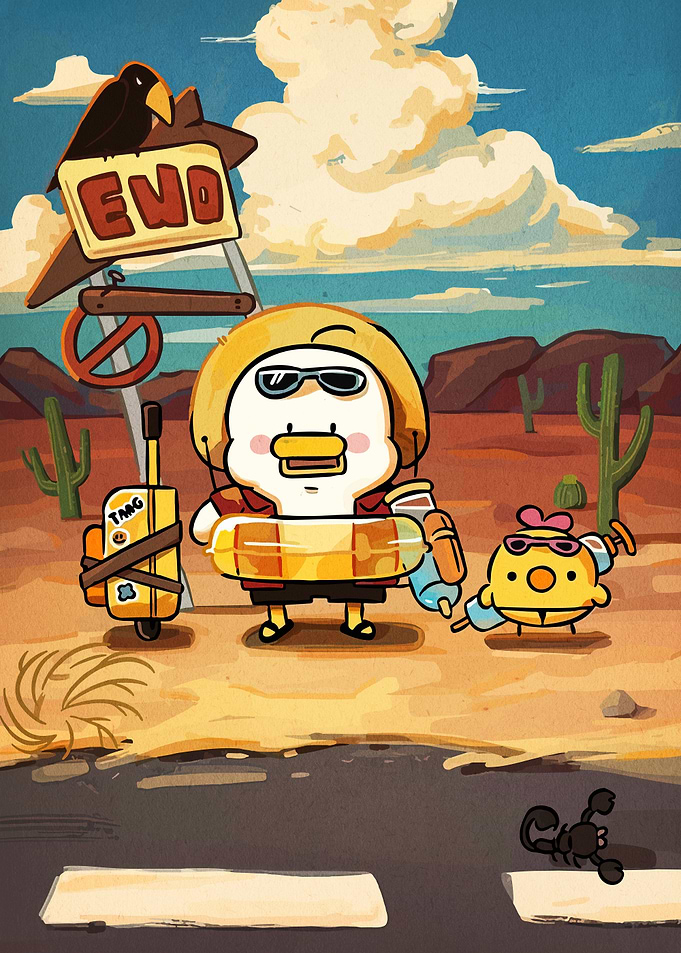 Cartoon Duck Desert Adventure