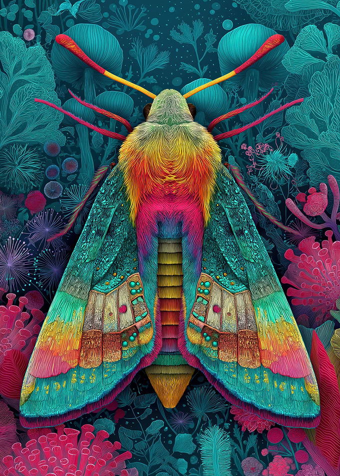 Floral Psychedelic Moth