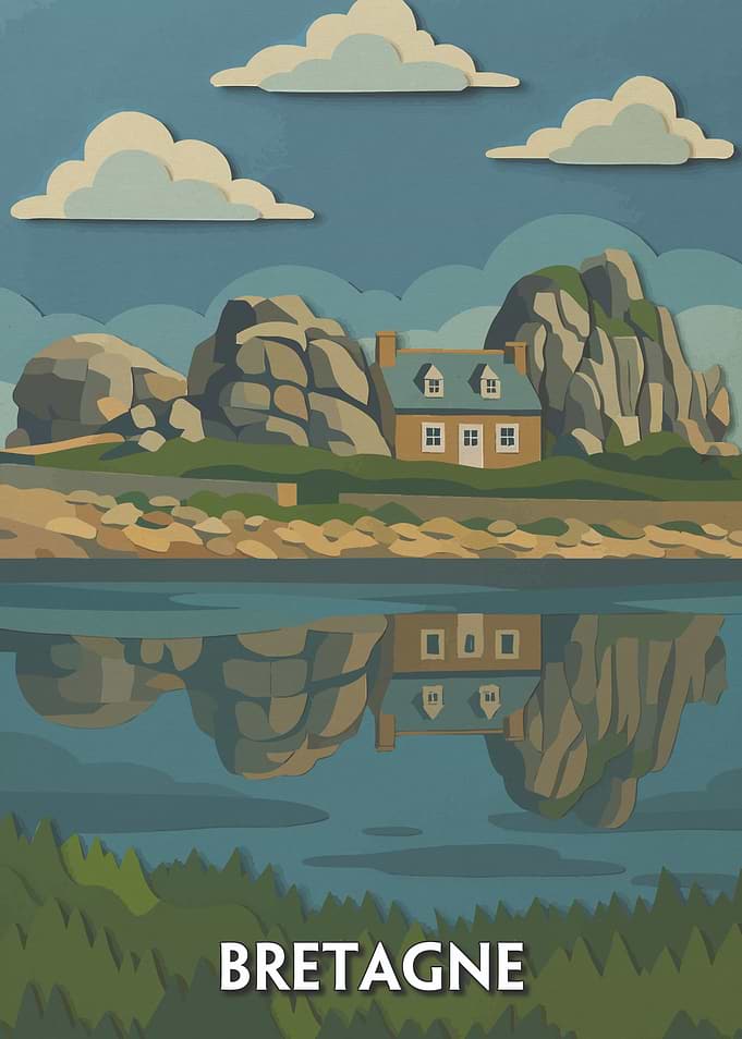 Bretagne Coastal House Reflection