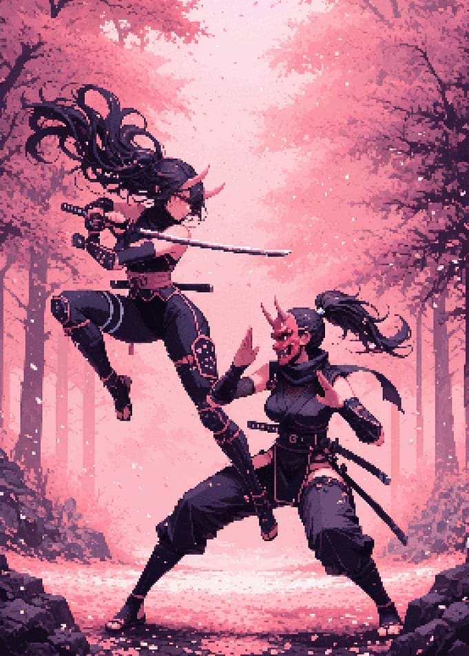 Pixel Art Ninja Duel
