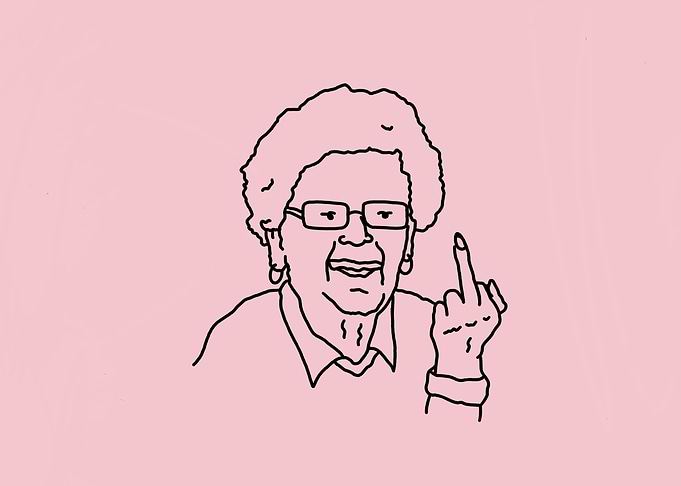 Offensive Grandma Line Art