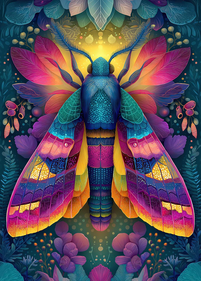 Colorful Psychedelic Moth