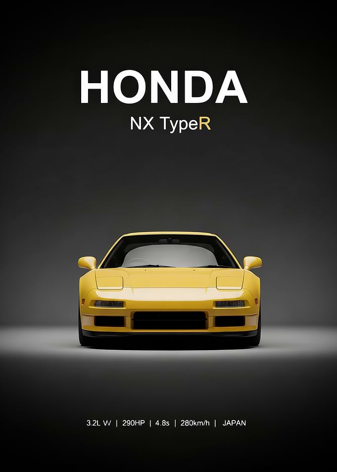 Honda NX TypeR Yellow Car poster