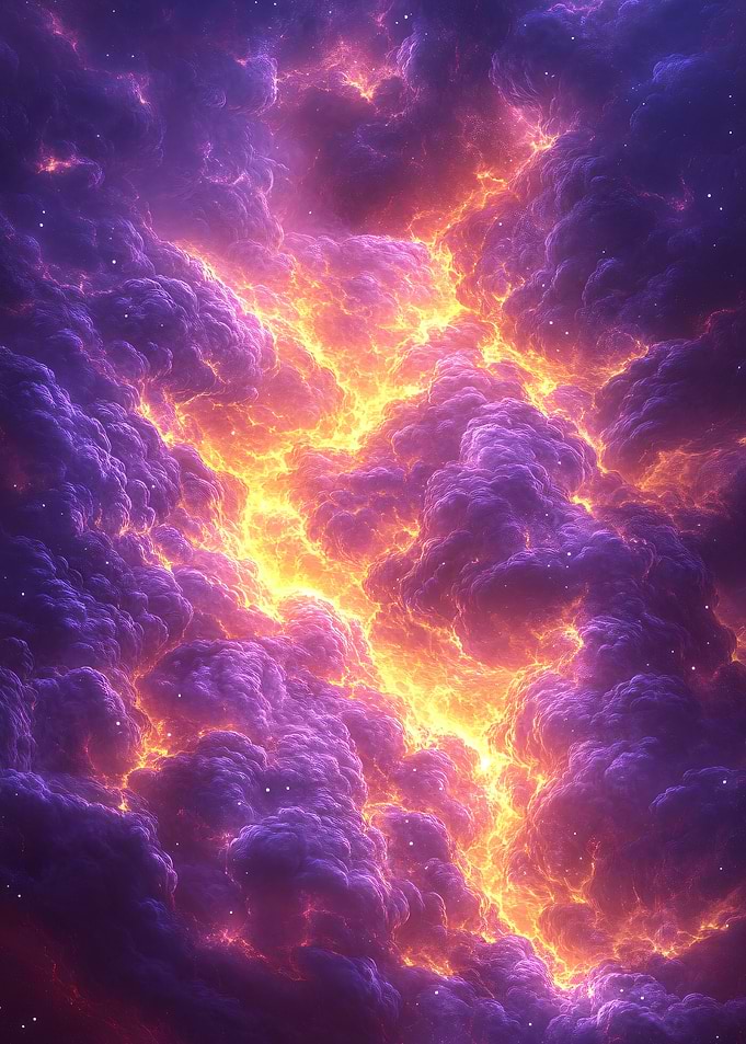 Nebula Cloudscape with Fiery Center