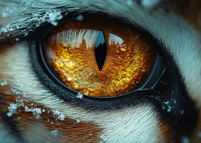 Tiger Eye Close-Up with Snow