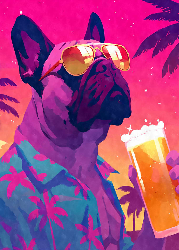 80s Retro French Bulldog