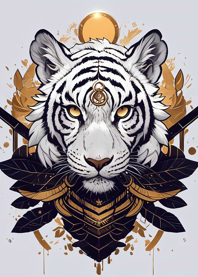 White Tiger with Golden Accents
