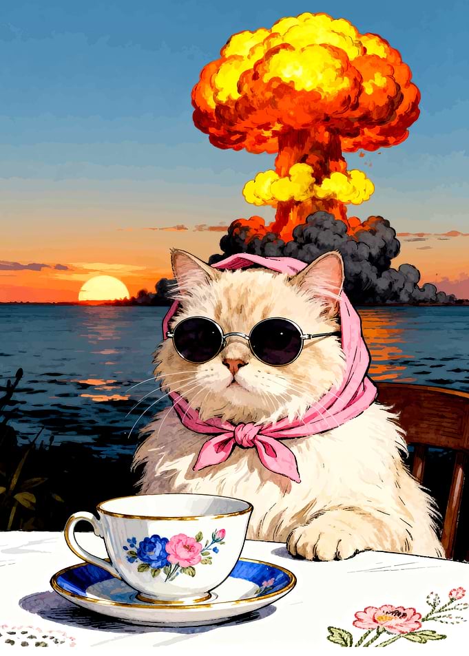 Cat with Tea and Nuclear Explosion