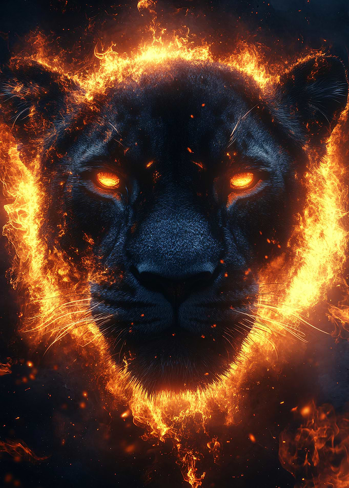 Fiery Panther Portrait