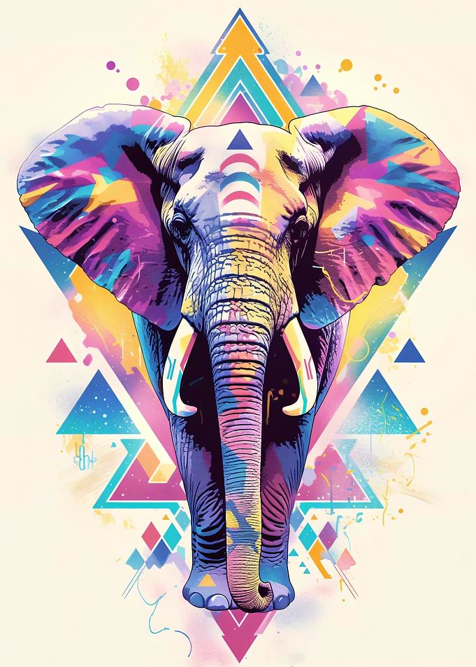 Colorful Geometric Elephant Illustration