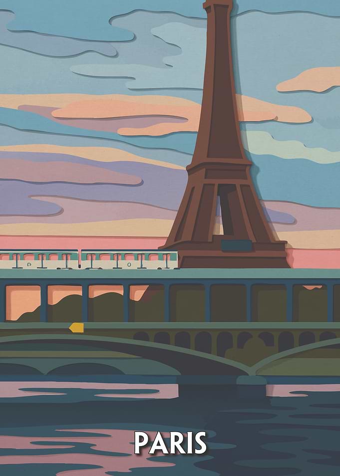 Paris Eiffel Tower Travel Poster