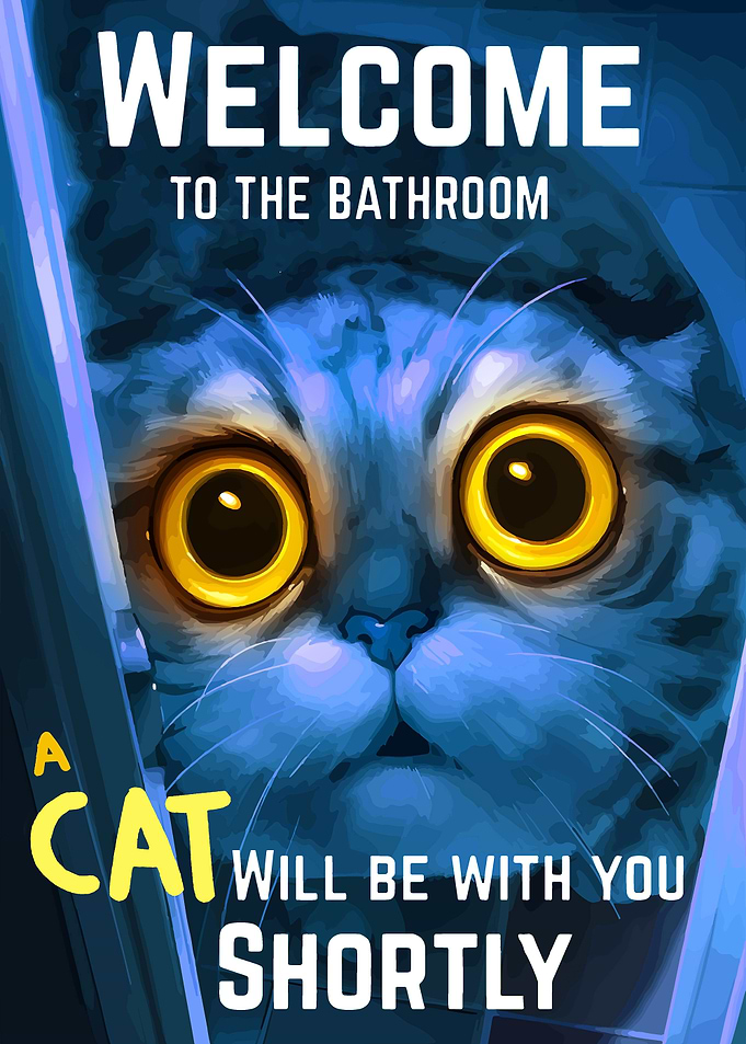 Welcome to the Bathroom Cat Art
