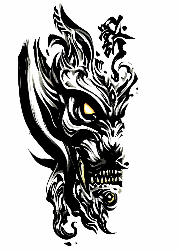 Stylized Dragon Head Illustration