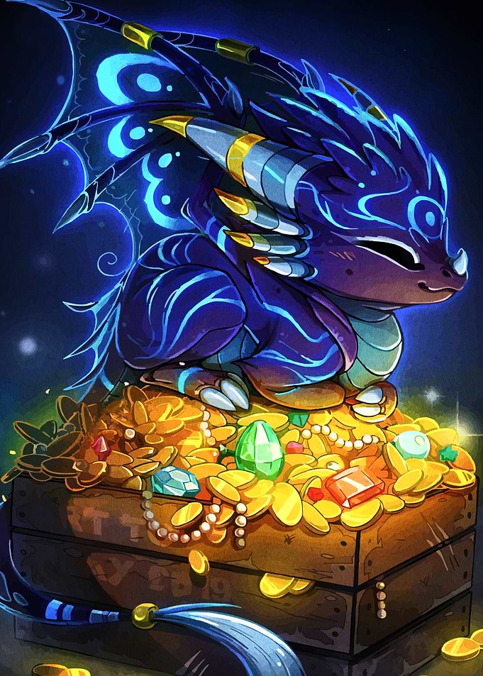 Cute Dragon on Treasure Chest