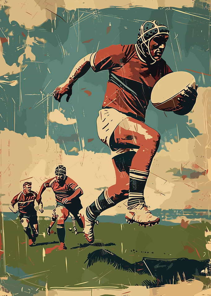 Vintage Rugby Player Illustration