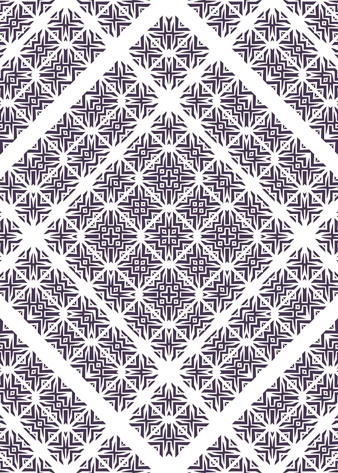 Symmetrical Rhombus Pattern in Purple and White