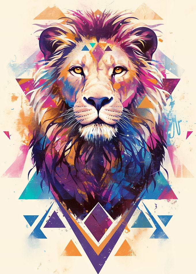 Colorful Lion Geometric Art