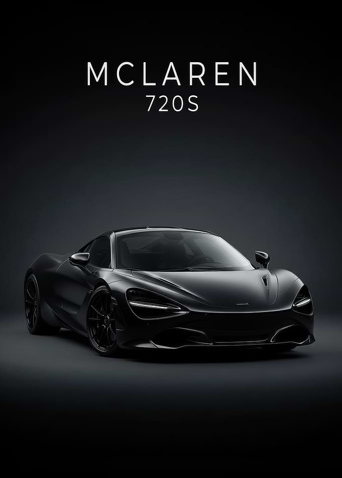 black McLaren 720S Car poster