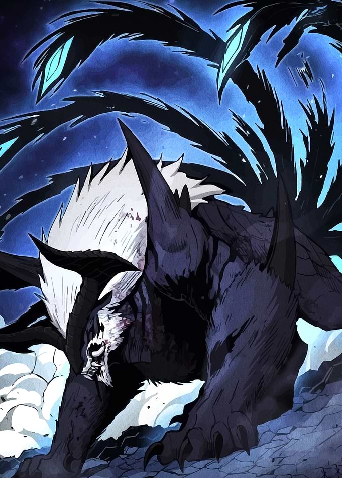 Fantasy Beast with Tails and Spikes