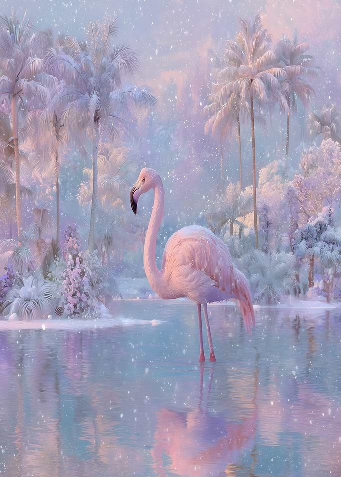 Flamingo in a Winter Wonderland