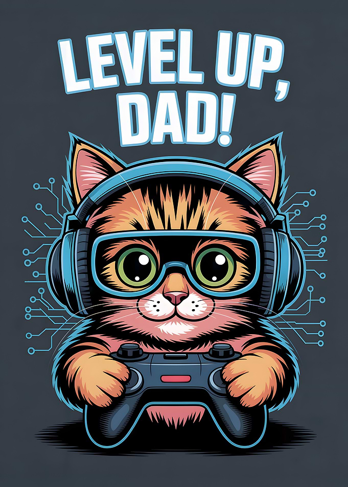 Level Up, Dad! Gaming Cat