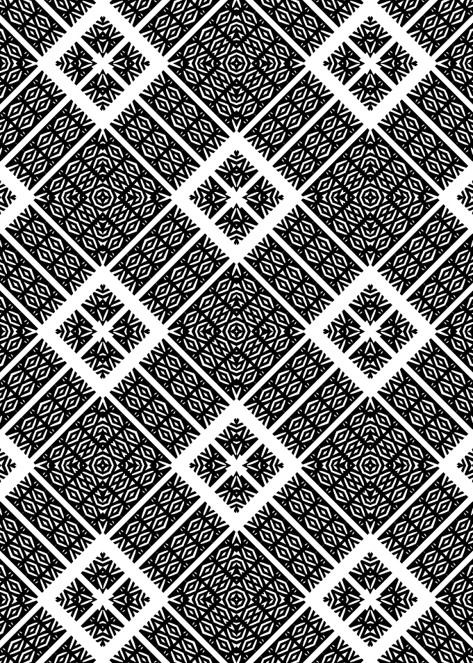 Tribal Diamond Lattice Mosaic Pattern