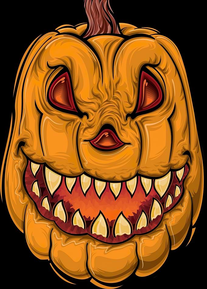 Scary Halloween Pumpkin Cartoon Illustration