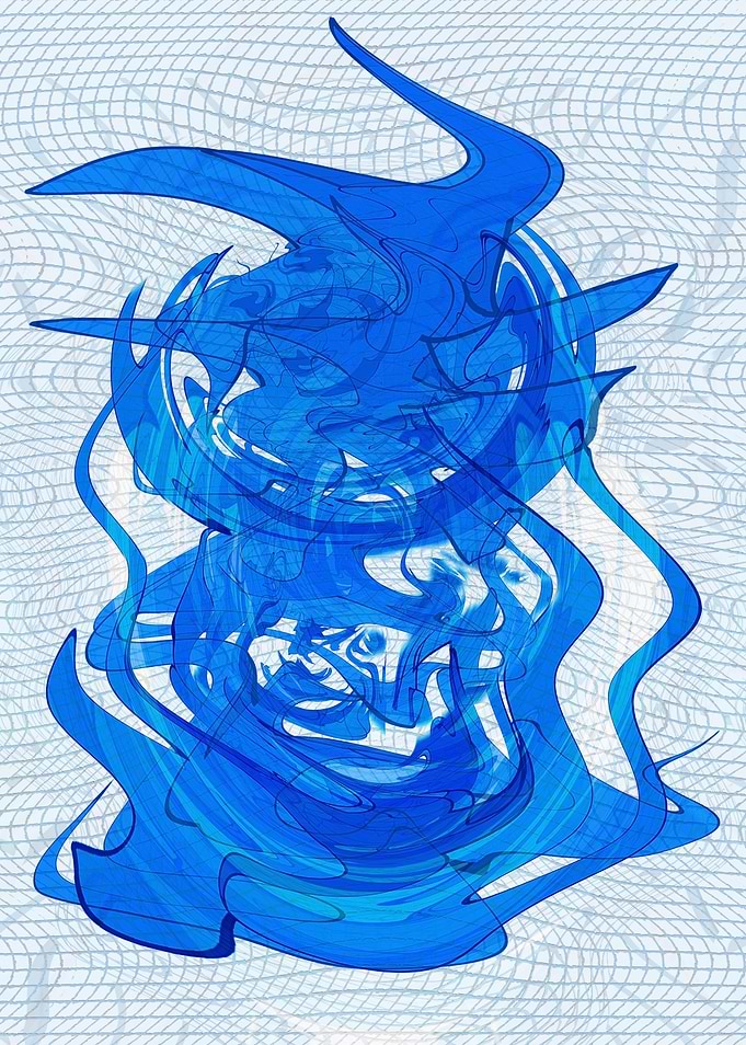 Abstract Blue Swirls on Patterned Background