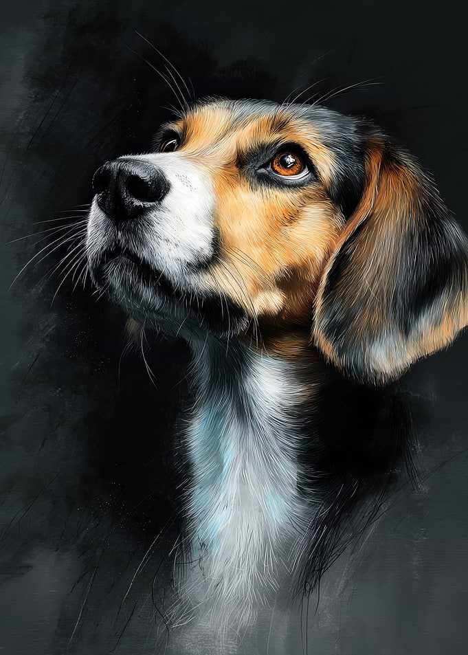 Dog Portrait Looking Upward