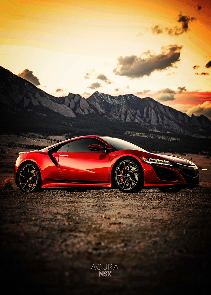Red Acura NSX at Sunset Poster